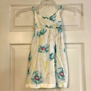 Penelope Mack Ltd. Girls White Dress with Blue Flowers Size 5